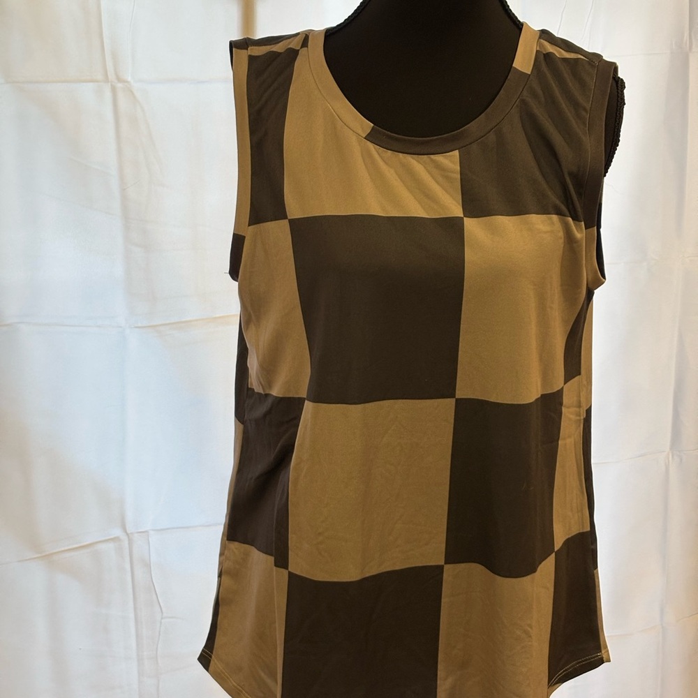 Checkered Sleeveless Coco Top - Grey and Black